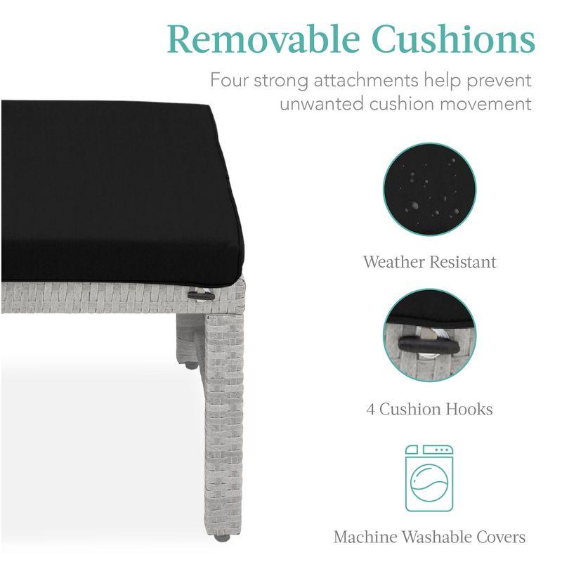 Best Choice Products Set of 2 Multipurpose Patio Wicker Ottomans w/ Removable Cushions - Gray/Black