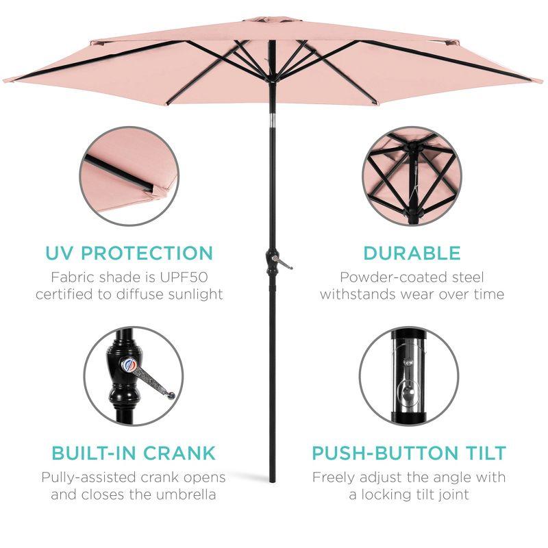 Best Choice Products 10ft Outdoor Steel Market Patio Umbrella w/ Crank, Tilt Push Button, 6 Ribs