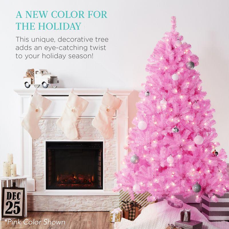 Best Choice Products Pre-Lit Lavender Christmas Tree, Artificial Full Holiday Decoration w/ Incandescent Lights