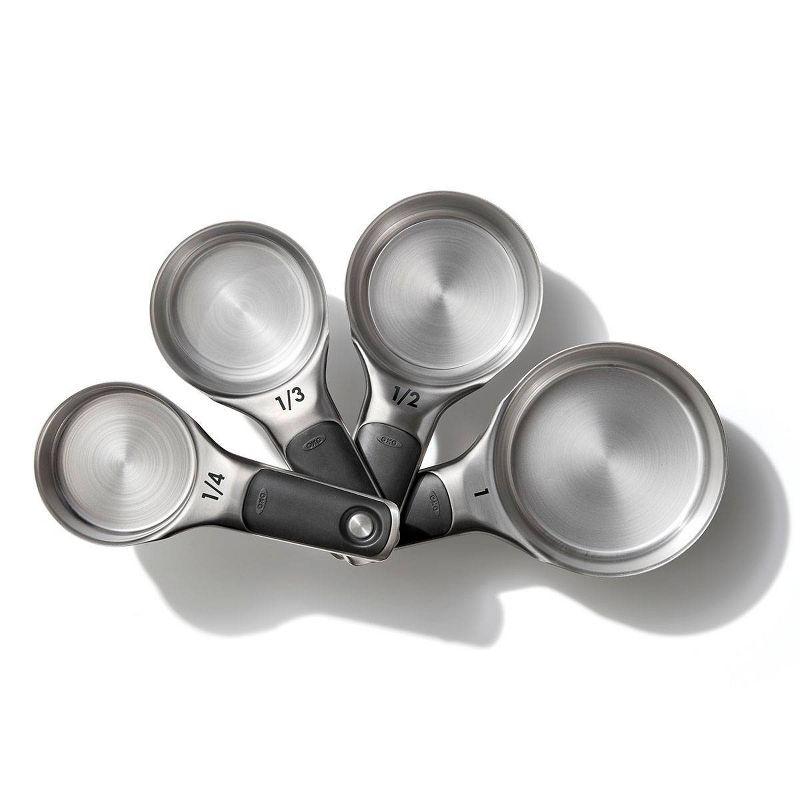 OXO 4pc Stainless Steel Magnetic Measuring Cups Set Black: Nesting Design, Dishwasher-Safe, Includes 1 Cup to 1/4 Cup