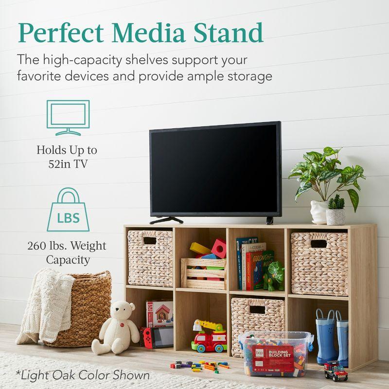 Best Choice Products 8-Cube Bookshelf, 13.5in Display Storage System, Organizer w/ Removable Back Panels - Light Blue
