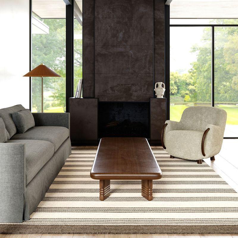 Highland Dunes Striped Cotton/Wool Beige Area Rug