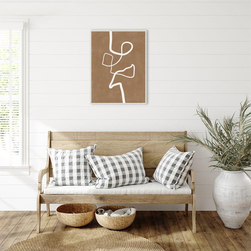 Amanti Art Brown Single Line Artwork by Elena Ristova Canvas Wall Art Print Framed 23 x 30-in.