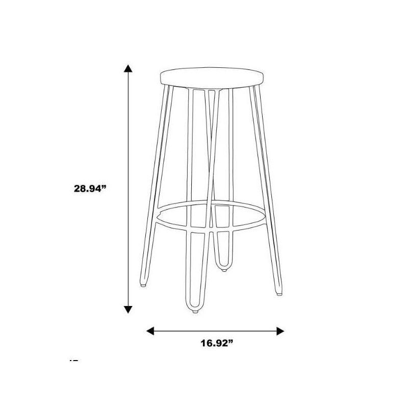 29" Quinn Barstool Metal - ACEssentials: Powder-Coated Steel Frame, Fixed Height, Mid-Century Modern Design