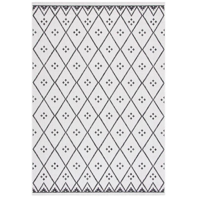 Ivory and Black Rectangular Indoor/Outdoor Area Rug