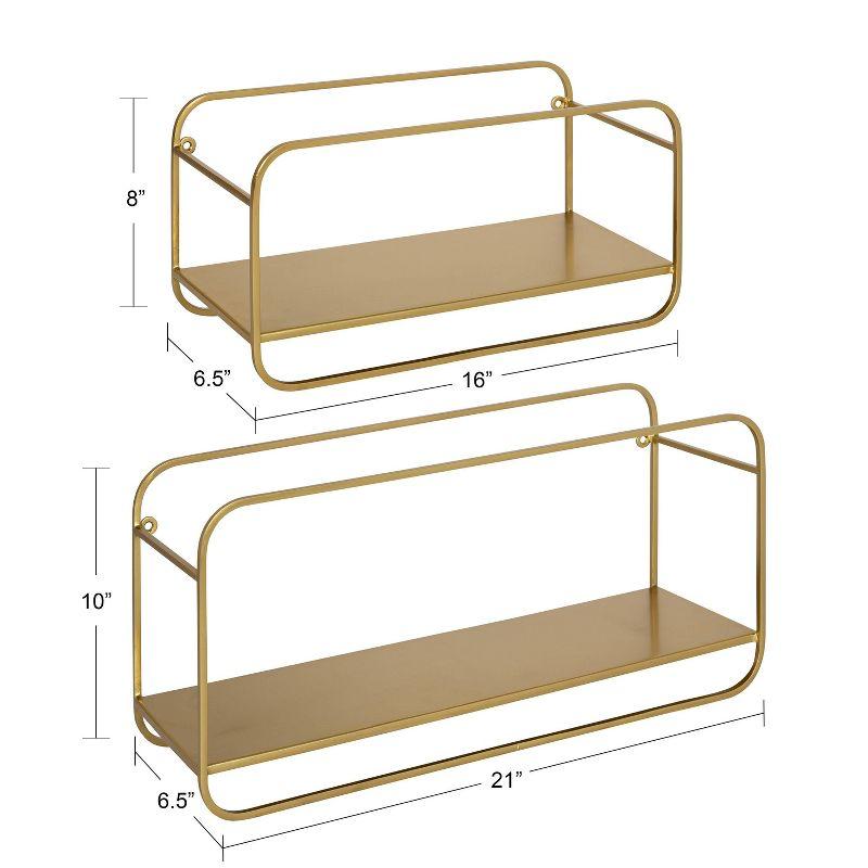 Gold Metal Floating Cube Wall Shelves Set