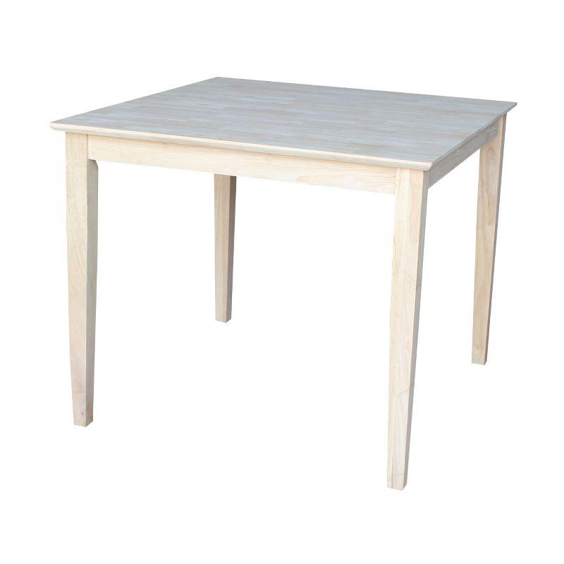 36" Square Solid Wood Table with Shaker Legs Unfinished - International Concepts