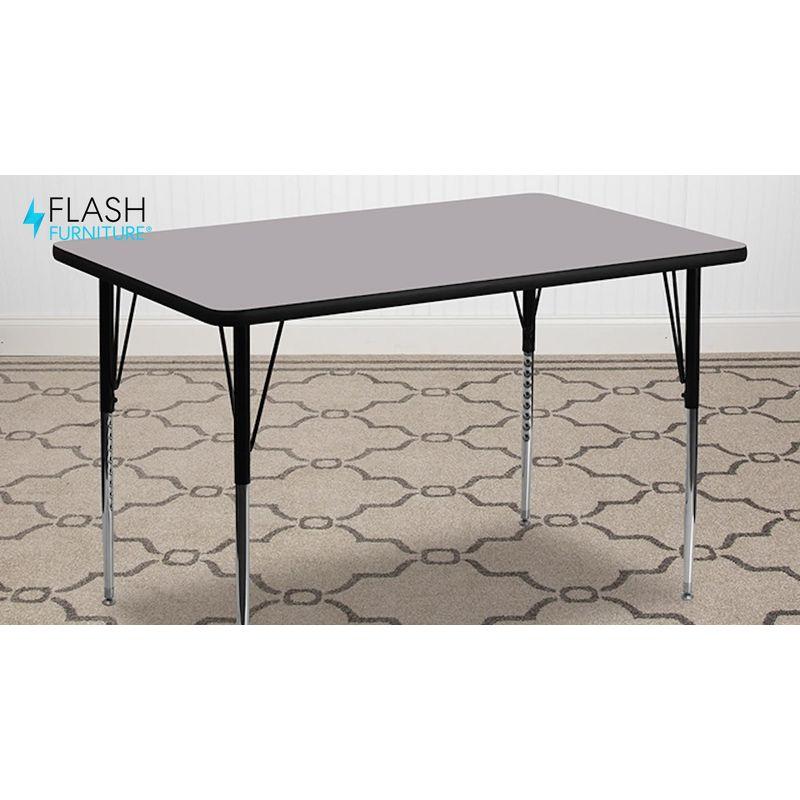 Gray Rectangular Laminate Activity Table with Adjustable Legs