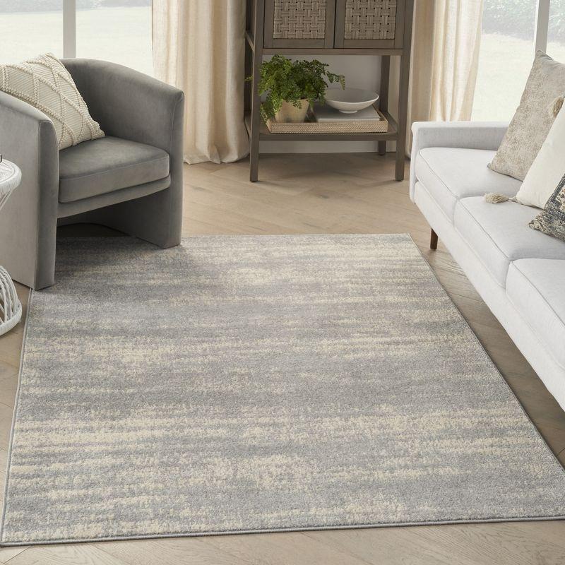Nourison Essentials Abstract Low Pile Indoor Outdoor Area Rug 5' x 7' Grey/Beige