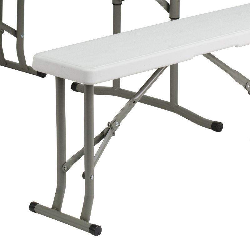 Flash Furniture 3 Piece Portable Plastic Folding Bench and Table Set