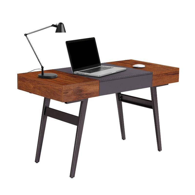 Expandable Modern Desk with Storage Mahogany - Techni Mobili