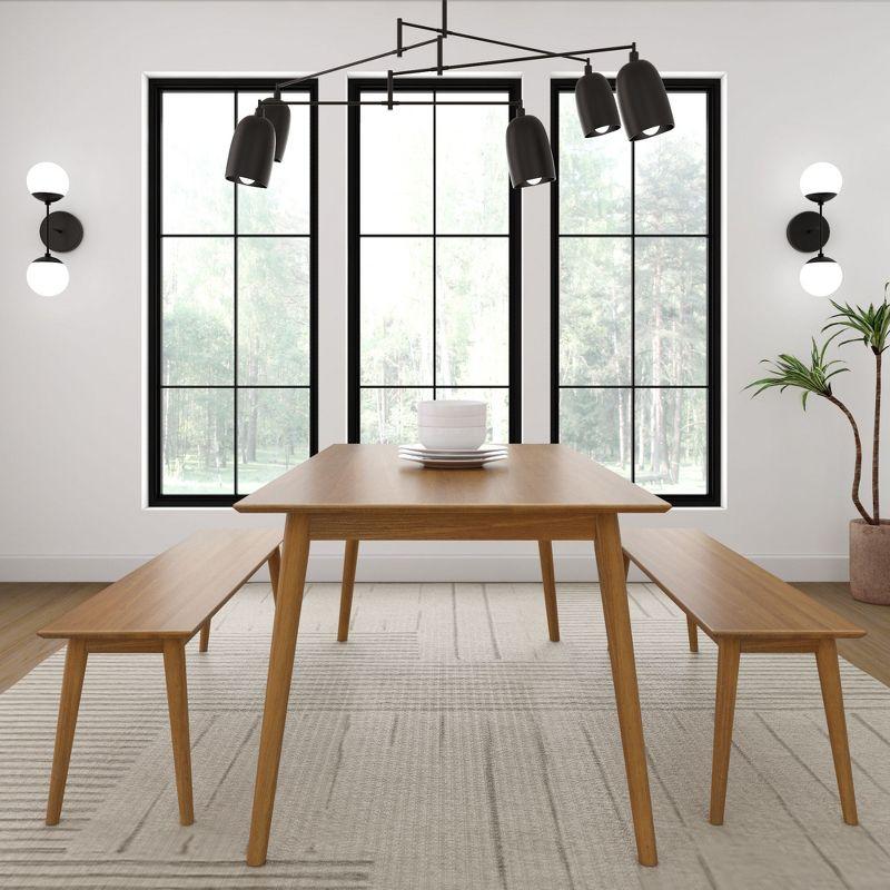 Plank+Beam 59" Mid Century Modern Solid Wood Dining Bench, Entryway Bench, Dining Room Bench, Pecan