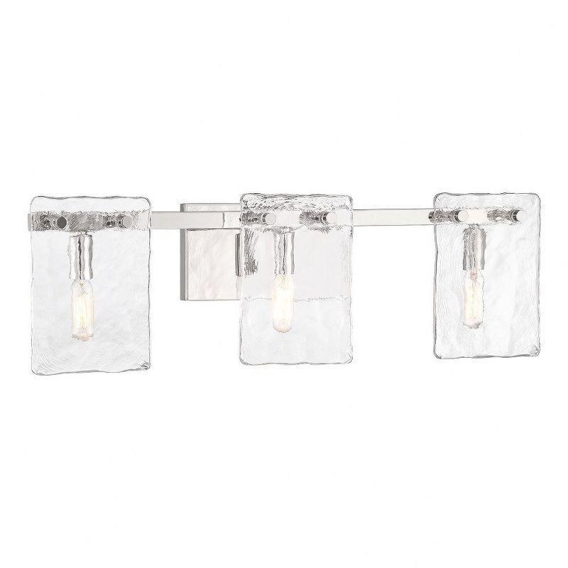 Polished Nickel 3-Light Vanity with Handmade Water Glass Shades