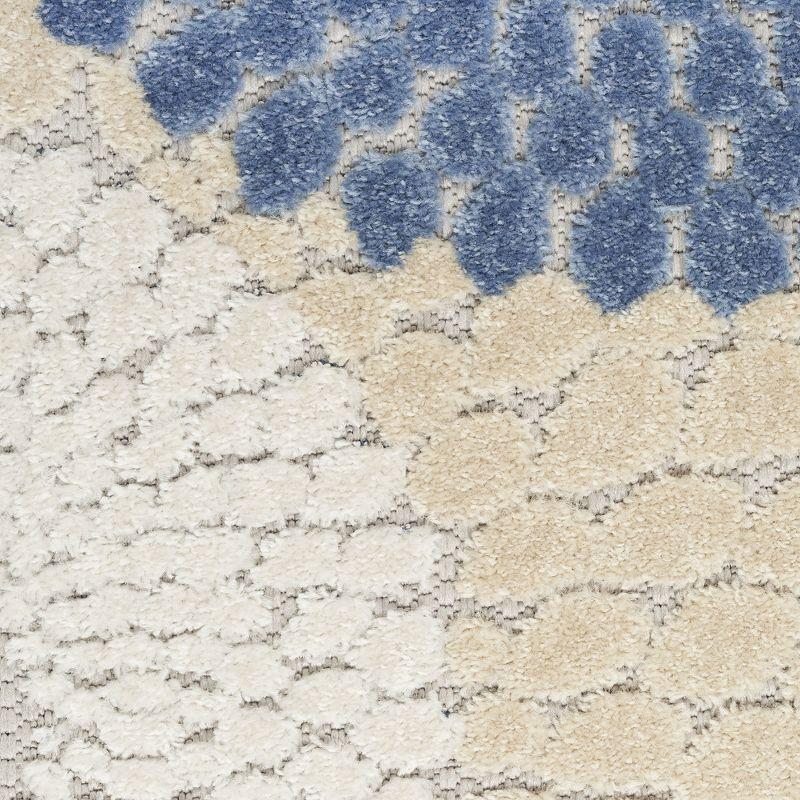 Nourison Aloha Bold Geometric Flatweave High-Low Indoor Outdoor Area Rug Blue/Grey 7'10" x 10'6"