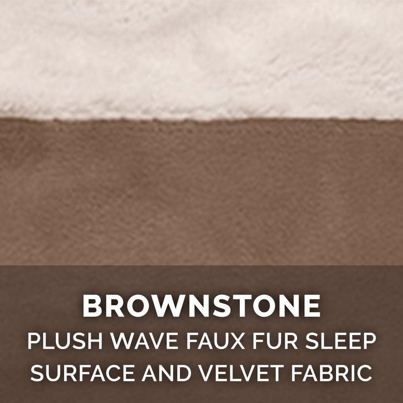 FurHaven Velvet Waves Perfect Comfort Cooling Gel Sofa Dog Bed - Large, Brownstone