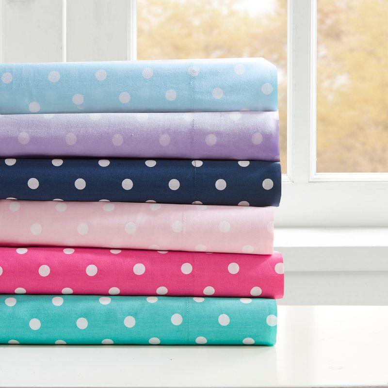 Twin Dark Pink Cotton Polka Dot Sheet Set