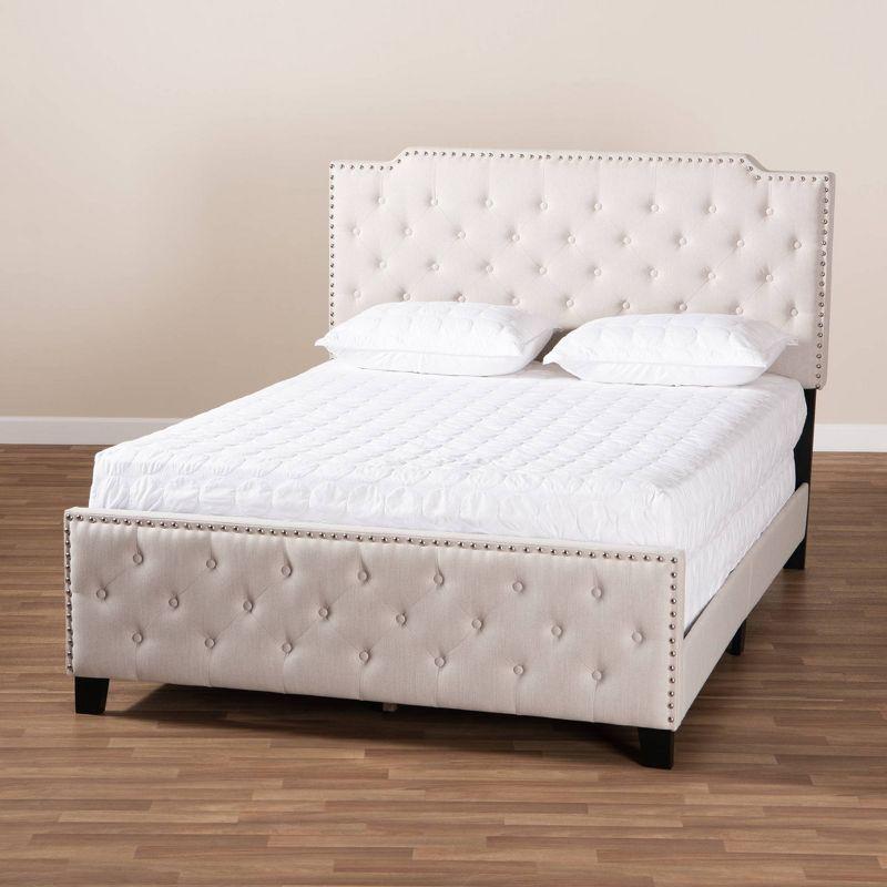 Marion Fabric Upholstered Button Tufted Panel Bed - Baxton Studio