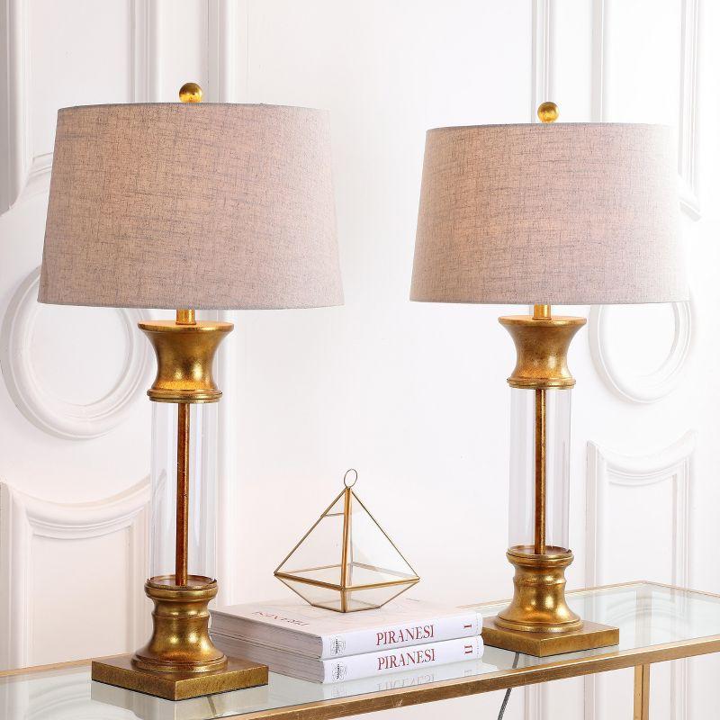 JONATHAN Y Hunter 32" Metal/Glass LED Table Lamp, Gold Leaf (Set of 2)