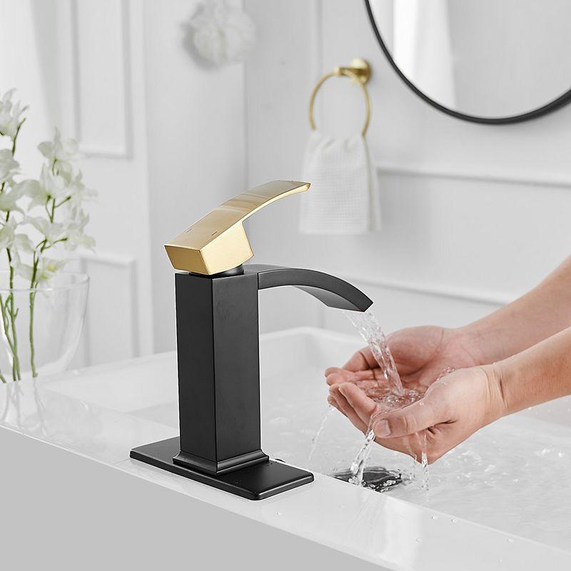 BWE Waterfall Single Hole Single-Handle Low-Arc Bathroom Sink Faucet With Pop-up Drain Assembly