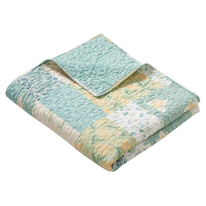 Evangeline Mist Cotton Patchwork Quilted Throw Blanket 50" x 60"