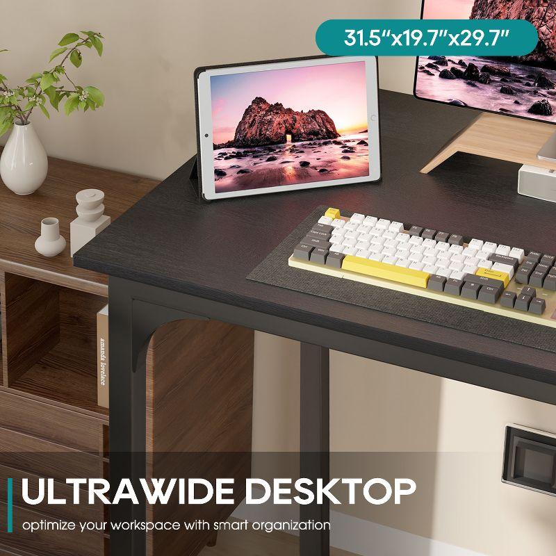 FDW Computer Desk 32 inch Length Study Writing Table Adjustable feet for Home Office, Black