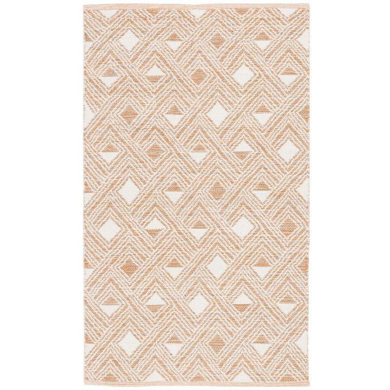 Peachy Ivory Coastal Charm 5' x 8' Flat Woven Rug