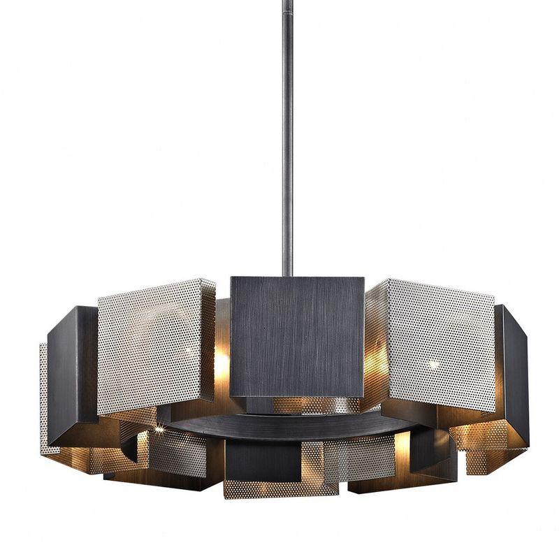 Graphite and Satin Nickel 10-Light Iron Pendant Chandelier