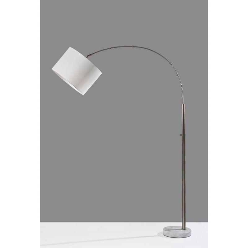 71" Adjustable White Marble Base Arc Lamp with Linen Shade