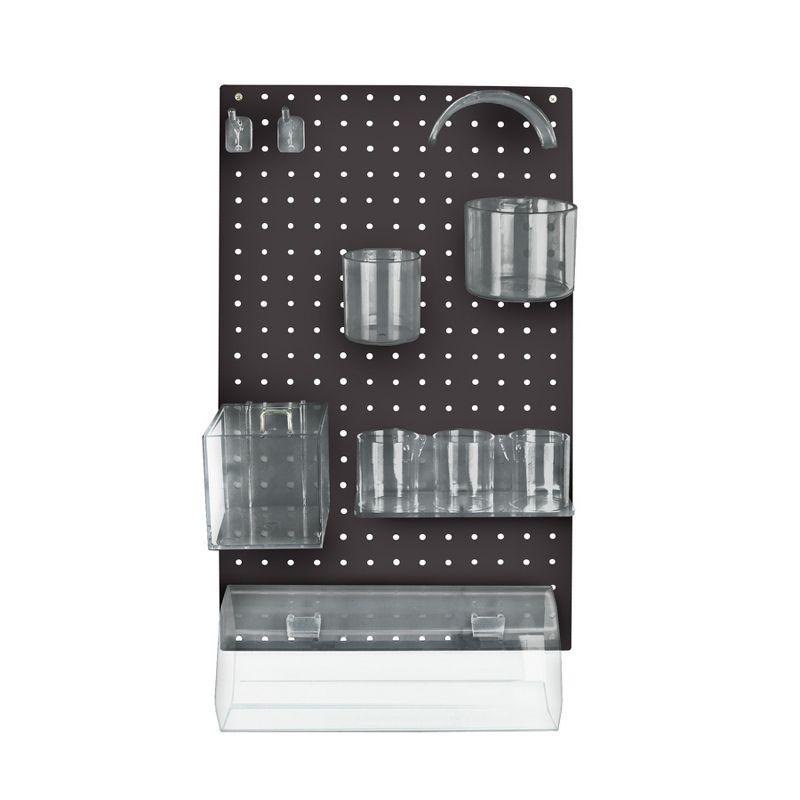 Azar Displays 900940-BLK The DIY Multi-Purpose 10-Piece Pegboard Wall Organizer Kit with One Panel and Accessory Assortment (13.5"W x 22"H)