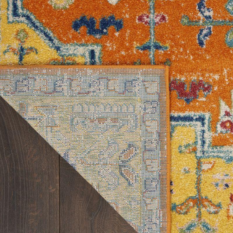 Bohemian Medallion 9' x 12' Orange Multicolor Easy-Care Area Rug