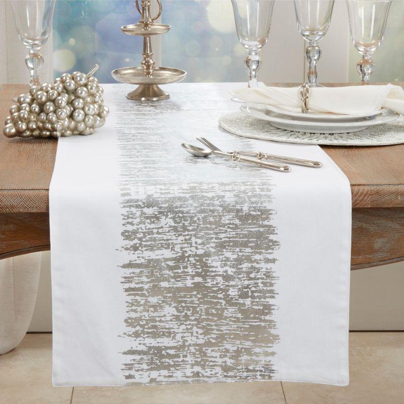 Saro Lifestyle Metallic Banded Design Runner, Silver, 16" x 90"