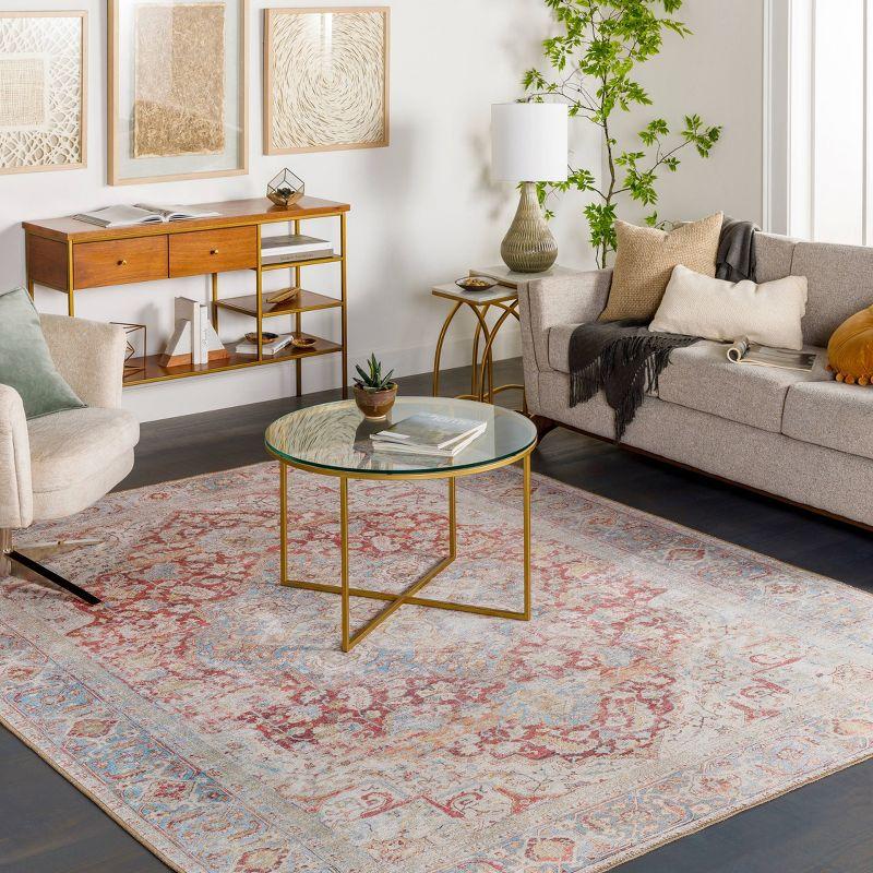 Livabliss 2'7"x7'3" Alanya Traditional Machine Washable Rug Cream: Stain-Resistant Flat Pile Runner