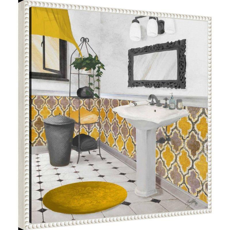 Amanti Art 22"x22" Sundance Bath I Yellow by Elizabeth Medley Framed Canvas Wall Art Print: Modern Still Life, Botanical Decor