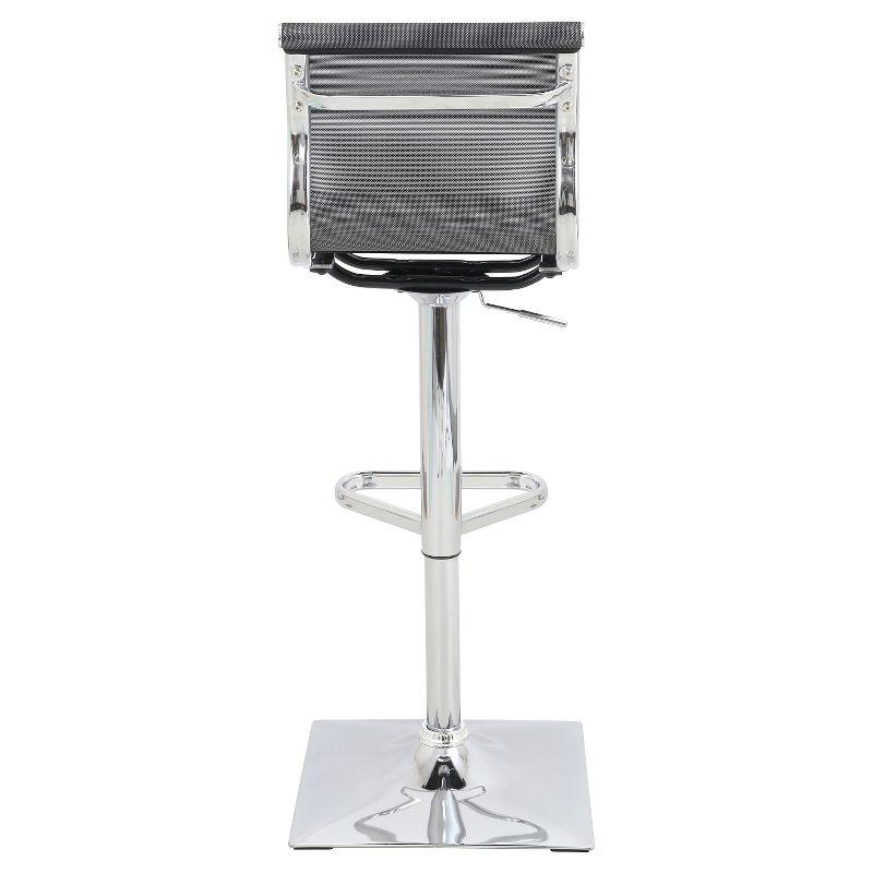 Mirage Contemporary Adjustable Barstool Silver - LumiSource: Chrome-Plated, Swivel, Low Back