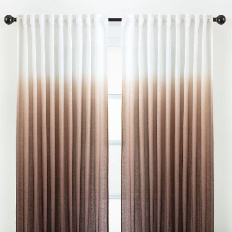 Chanasya 2pk Gradient Ombre Faux Belgian Flax Semi Sheer Window Curtain Panels - Set of 2