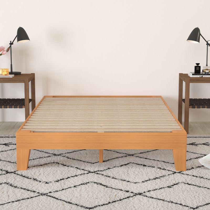 Merrick Lane Eduardo Platform Bed Frame, Solid Wood Platform Bed Frame With Slatted Support, No Box Spring Needed