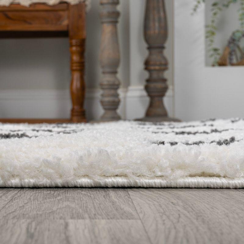 2'x10' Pere Modern Charcoal Dot Shag Runner Rug, White - JONATHAN Y