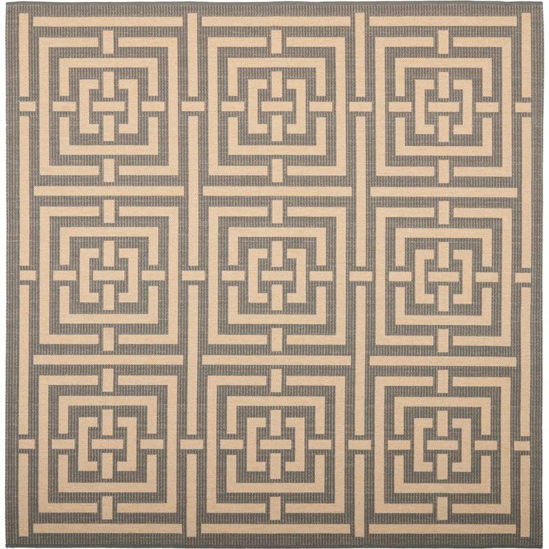 Gray Synthetic Square Stain-Resistant Area Rug 95"