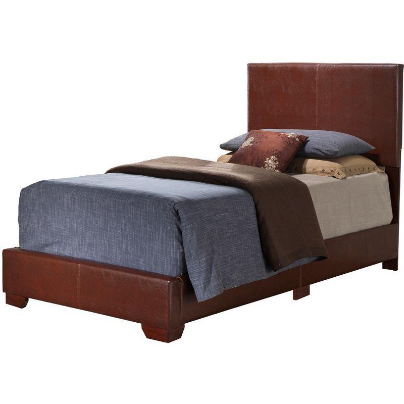 Aaron Light Brown Upholstered Twin Bed with Headboard