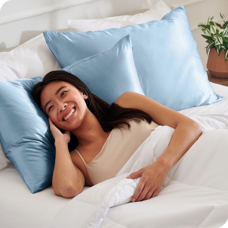 2 Pcs Standard - Envelope Light Blue Satin Pillowcase Set by Bare Home