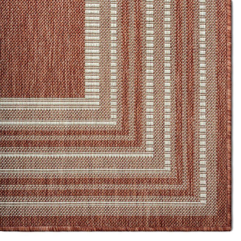 Layla Terracotta/Ivory Striped Synthetic Indoor/Outdoor Rug