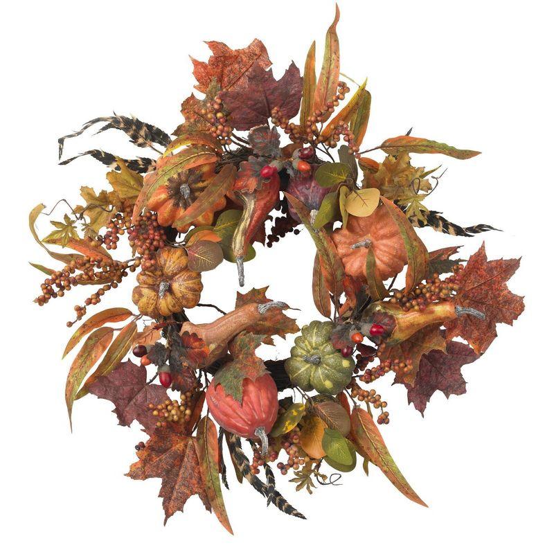 18" Fall Floral Gourd Artificial Front Door Wreath