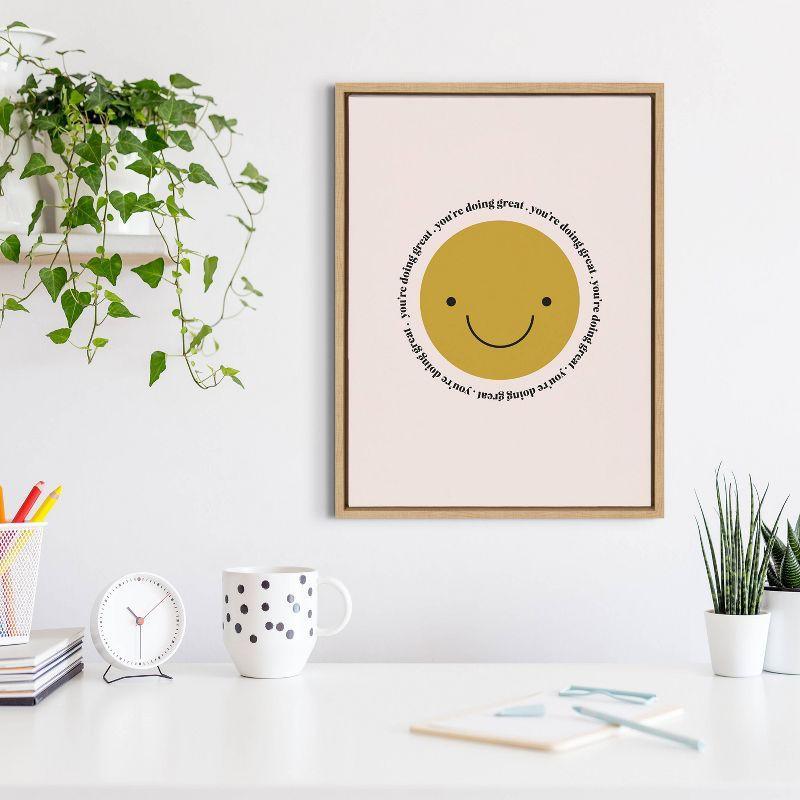 Natural Framed Motivational Canvas Print with Smiley Quote