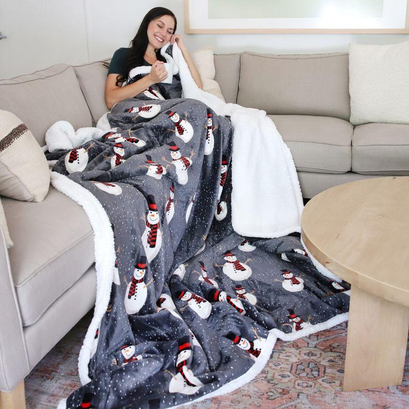 Catalonia Snowman Blanket, Christmas Sherpa Fleece Throw, Blanket For Couch And Bed,Soft,Thick, Fluffy,Warm