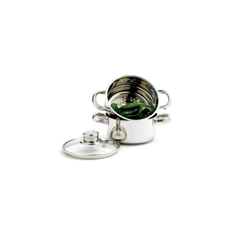 Norpro 1-Quart Stainless Steel Mini Steamer Cooker, 3 Piece Set