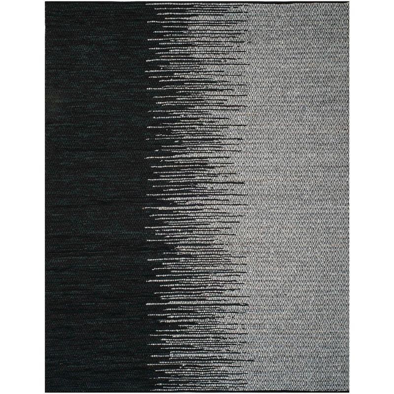 Light Grey and Black Cowhide Flat Woven 8' x 10' Area Rug