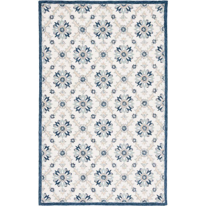 Martha Stewart Rugs Martha Stewart Hand Tufted Wool/Cotton Floral Rug in Blue/Gray