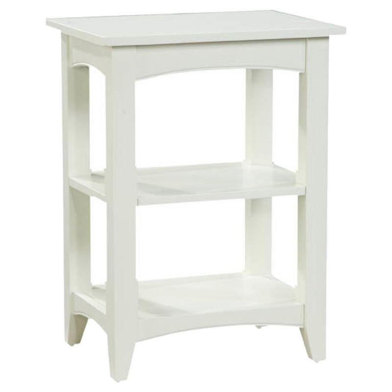 Cottage Charm Ivory Wood Rectangular End Table with Dual Shelves