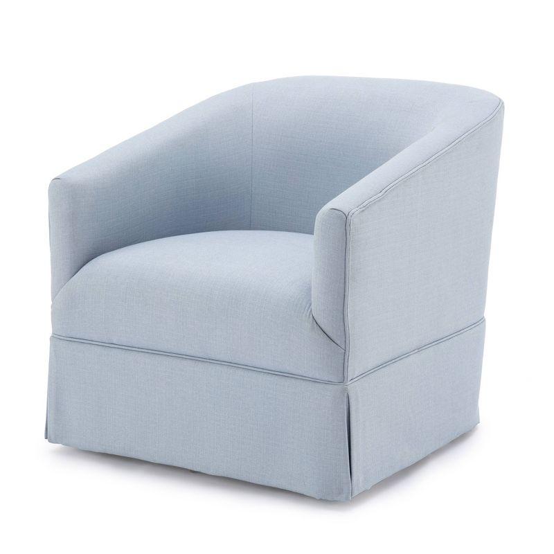 Sky Blue Barrel Swivel Accent Chair with Skirt