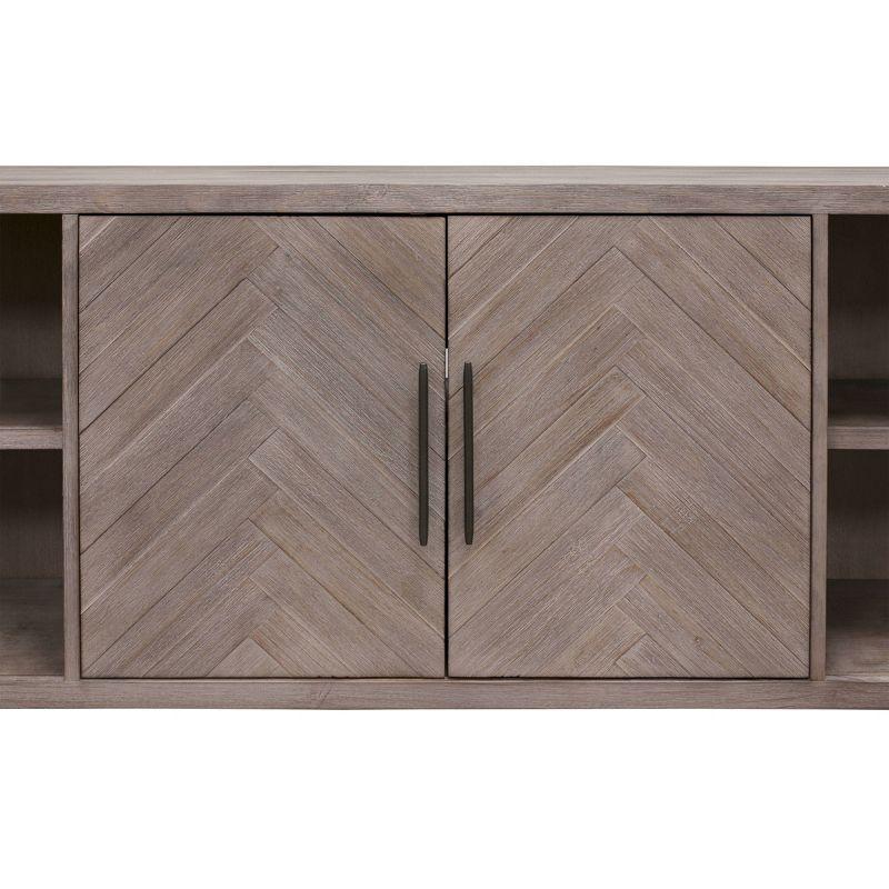 Palisades 2 Door Console TV Stand for TVs up to 80" Gray - Martin Furniture: Herringbone Pattern, Iron Hardware